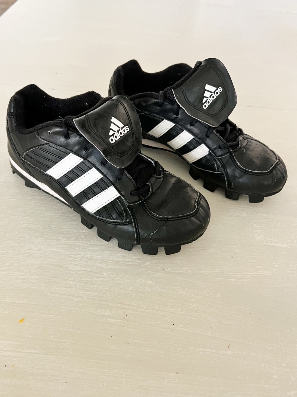 Adidas Black White Football Cleats Youth Athletic Sports Shoes size 3